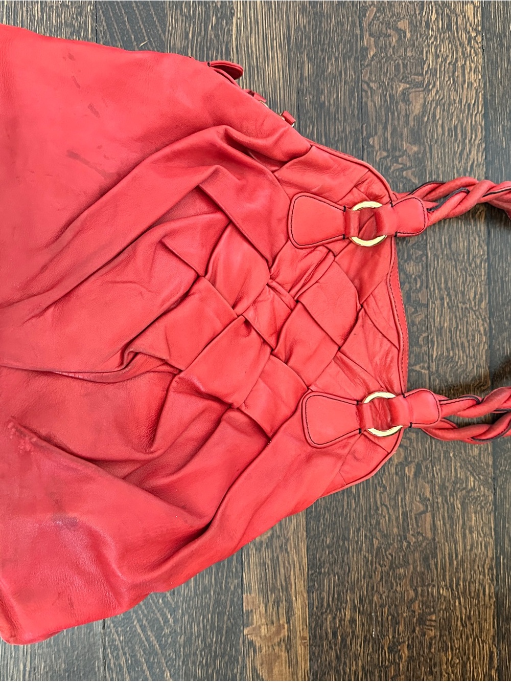 Valentino Braided-Handle Red Woven Tote - Picture 12 of 12